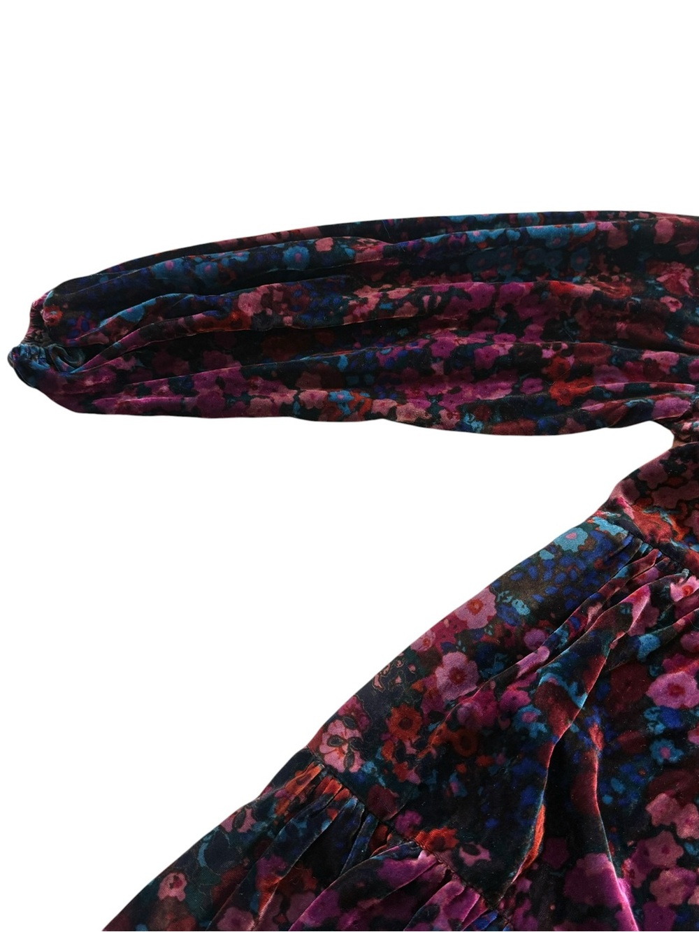 Anthropologie Maeve Velvet Floral Tiered Mini Shirt Dress Boho Cottagecore XS - Picture 7 of 15